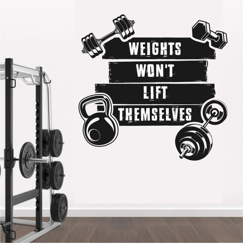 WALLPIK Weights Don’t Lift Themselves Gym Workout Inspiration  Motivation Creative Decorative Wall Sticker WP046