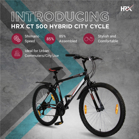 HRX XTRM CT 500 85% Assembled 26 T (inch) Hybrid Cycle/City Bike