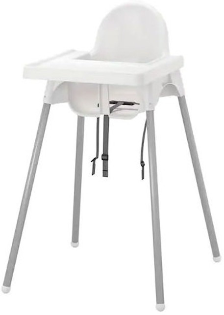 VARNA Ikea ANTILOP Highchair for kids with Tray, White, Silver