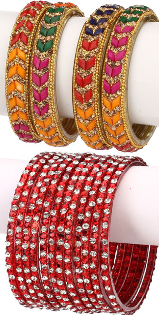 Somil Glass Beads, Crystal Bangle Set