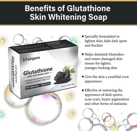 skin whitening soap glutathione LA Organo Glutathione Charcoal Skin Lightening & Brightening Soap For All  Skin Type