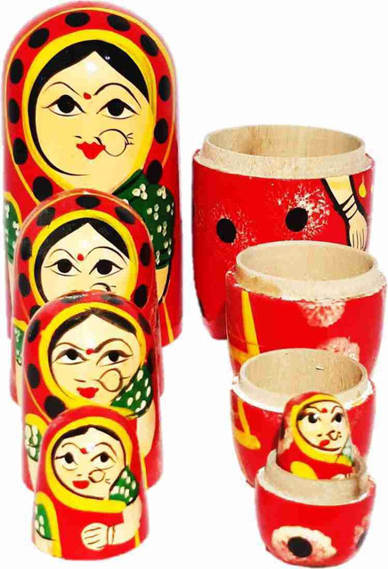 TOYS HOUSE Hand Painted Russian Matryoshka Stacking Dolls- Set of - Main Image