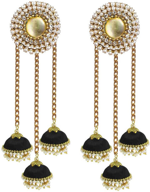 Sanj Three Base with stud silk thread earrings Jhumka for Women Girls  Fabric Jhumki Earring