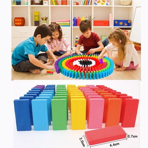 Hexa Made in India Wooden Dominos Blocks Set, Kids Game Toys,120pcs 12  Colors