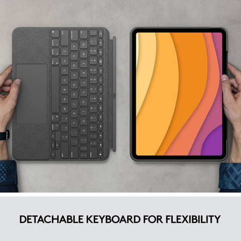 Logitech Combo Touch for iPad Air Bluetooth Handheld Tablet Keyboard  Compatible with Desktop, Laptop, Mac for iPad Air inch(4th 5th