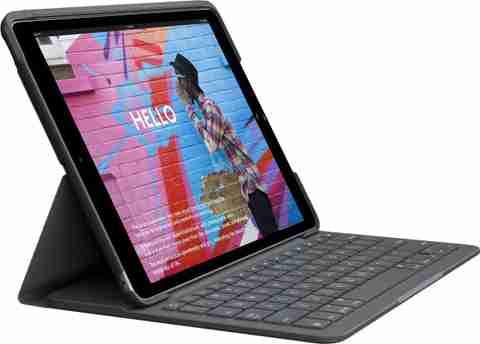 Logitech Slim Folio for iPad 7th Gen 8th Gen- cm Bluetooth  Handheld Tablet Keyboard Compatible with Desktop, Laptop, Mac Slim Folio