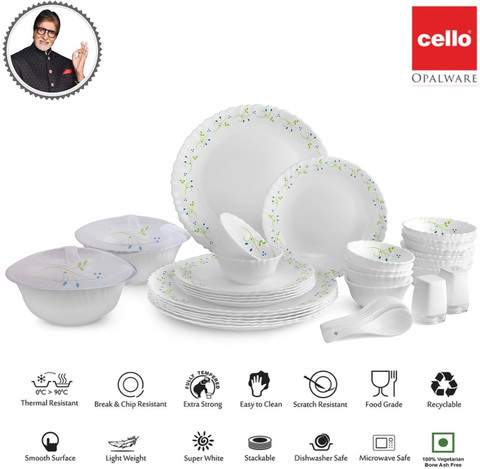 cello Opalware Dazzle Tropical Lagoon 37 PC dinner set Dinner Set