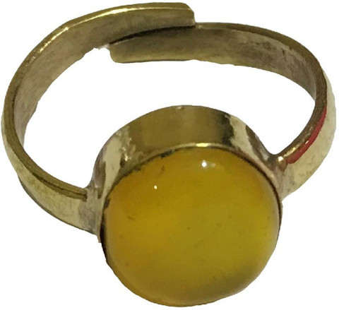 Astrodidi Yellow Sulemani Agate Hakik Stone Ring 7-8 Ratti Peela