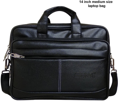 SM BAGS Black Sling Bag Up to 14 inch Laptop messenger bag Black