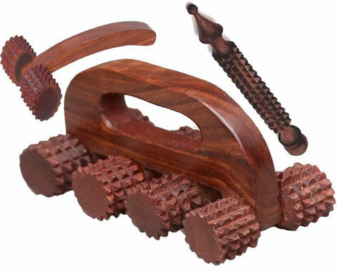 crafthub wooden acupressure back pain relief massager multi purpose body  massager with massage roller In, wooden Jimmy massager (5x1) In, 