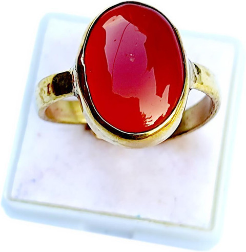 PRIYANSHU NAVRATN Certified Red Yamini Hakik Ratti Natural Adjustable  Ring Agate Red Sulemani Rakt Hakik Gemstone for Men Women Acrylic Agate