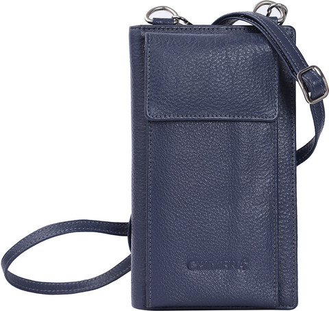 CHIMERA Blue Clutch Genuine Leather Sling wallet |Mobile Cell Phone Holder  Pocket wallet Hand Purse Clutch Cross Body Sling Bag for Women Blue Color