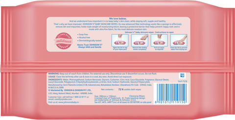 JOHNSON'S Baby Skincare Wipes 72s Price in India Buy JOHNSON'S