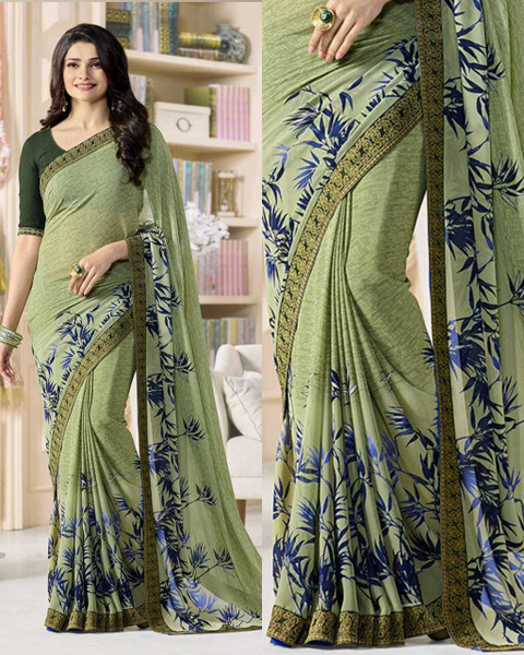 J J Companys Geometric Print Daily Wear Georgette, Chiffon Saree