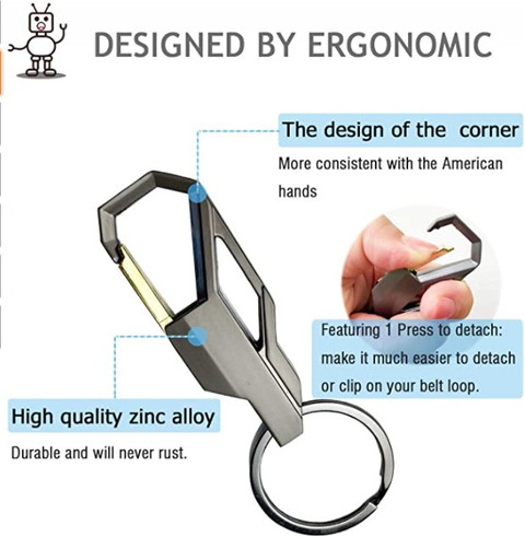 CONTACTS Stainless Steel Keychain Heavy Duty Car Keychain for Men and Women  Ring Hook Key Ring Holder (Pack of 2)… Key Chain