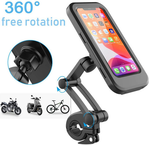 Hold up Bike Phone Mount Waterproof Cell Phone Holder 360 Rotation