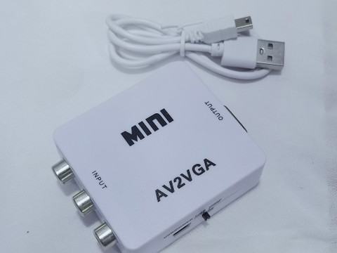 TERABYTE Mini AV to VGA Converter Box Audio Video to VGA Converter, AV RCA  to VGA Converter, Setup Box connect to VGA LED Monitors Media Streaming