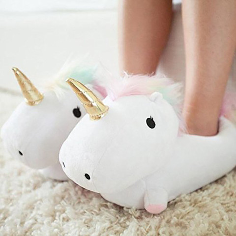 CarryTrip Women Unisex Soft Plush Unicorn Slippers Warm Cozy Home