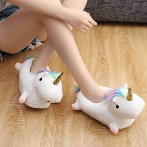 CarryTrip Women Unisex Soft Plush Unicorn Slippers Warm Cozy Home