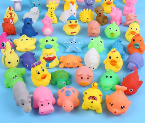 Gomzy 12 pcs animal soft and cute bath chu chu toy for little kids
