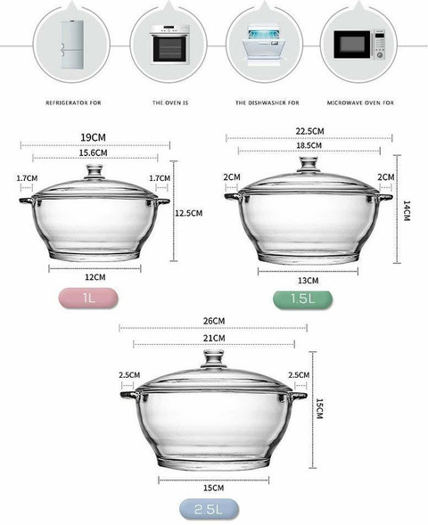 BINZO Glass Casserole With Glass Lid, Microwave Safe Serve