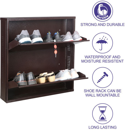 Laxmi kapat Wall Mounted Shoe Rack with Central Locking System