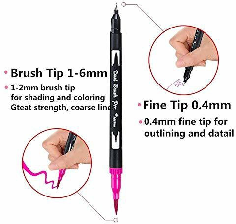 Levin 24 Colors Dual Tip Brush Pens Fineliners Art
