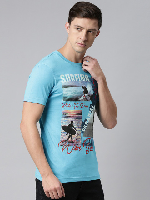 DIXCY SCOTT Printed Men Round Neck Blue T-Shirt Buy DIXCY SCOTT