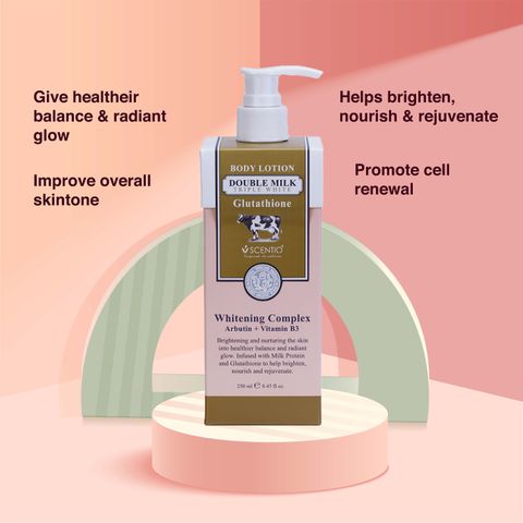 SCENTIO Double Milk Triple White Organic Body Lotion 250 ML (Made In  Thailand). Quick Absorbing and contains Glutathione, Arbutin & Vitamin B3  (Whitening Complex). Non Greasy and works like Serum. - Price