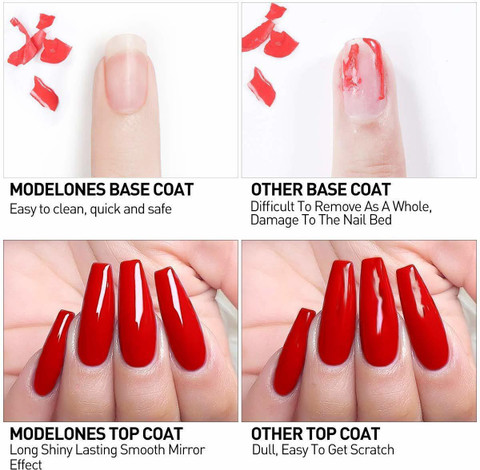 MODELONES New BASE TOP COAT Gel (Pack of 2) 10ml UV Soak Off
