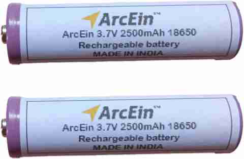 ArcEin 3.7V 2500mAh 18650 Rechargeable Lithium ion with Button Top for ...