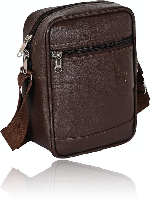 Pramadda Pure Luxury Brown Messenger Bag TopGrain Vegan Leather