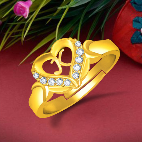 MEENAZ Rings for girls women girlfriend couple propose alphabet K