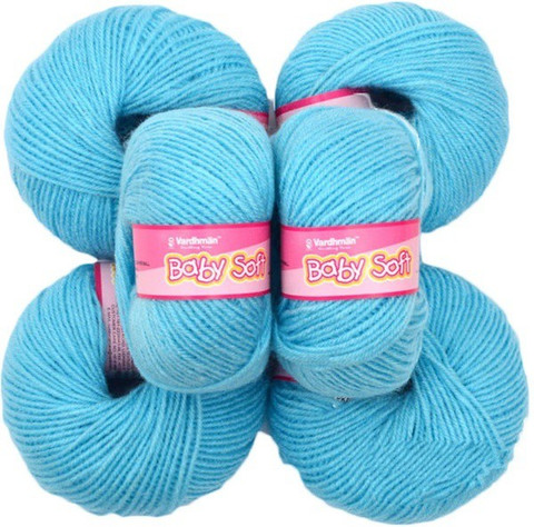 JEFFY Vardhman Kintting Yarn 100% Acrylic Wool ((Sky Blue) (10 PC)Baby Soft  ply Wool Ball Hand Knitting Wool/Art Craft Soft Fingering Crochet Hook