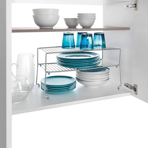 SMART SLIDE Plate Kitchen Rack Steel Shelves Stainless Steel Kitchen  Cabinet Shelf Organizer, Expandable Stackable Counter Spice Racks,