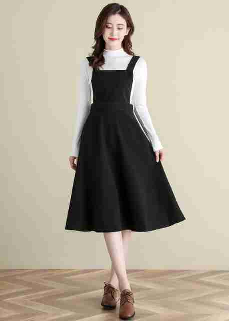 herija Women A-line Black, White Below Knee Dress - Buy herija Women A-line  Black, White Below Knee Dress Online at Best Prices in India | Flipkart.com