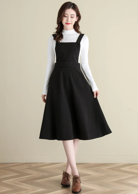 herija Women A-line Black, White Below Knee Dress Buy herija