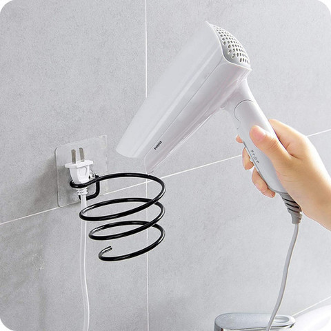 SHIDHMI Metal Wall-Mounted Hair Dryer Rack with Hook hairdryer