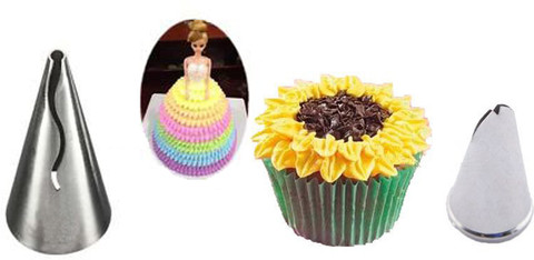 JAMBOREE 2Pcs Frill Sunflower Leaf Nozzle Large Size Basket Cake