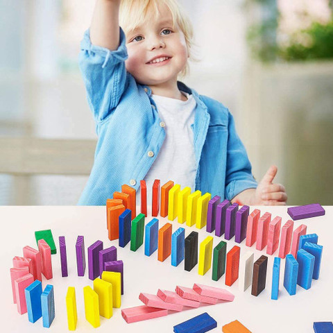 AEXONIZ TOYS Wooden Dominoes Building Block Toys for 3-8 Years Old