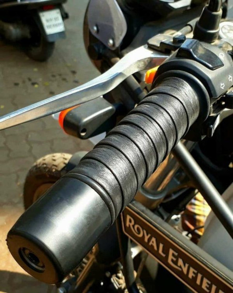 Dvis Black leather grip Handle Bar Grip For Royal Enfield Universal For Bike