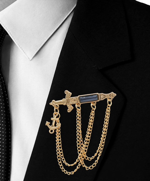 Adorn Golden_Sword Chain Suit Coat Brooch For Men Brooch Price in