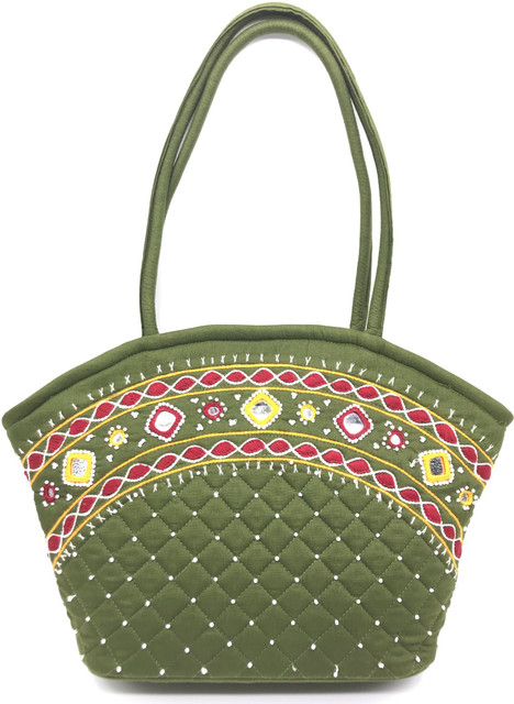 Buy SriShopify Handicrafts Women Green, Red Shoulder Bag Mehandi