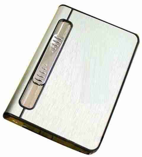 FITUP ™ 10 Pc Cigarette Box Case Holder Included Jet Flame Lighter | Silver  Color | Beautiful Design And gifting purpose For Cigarette Lovers