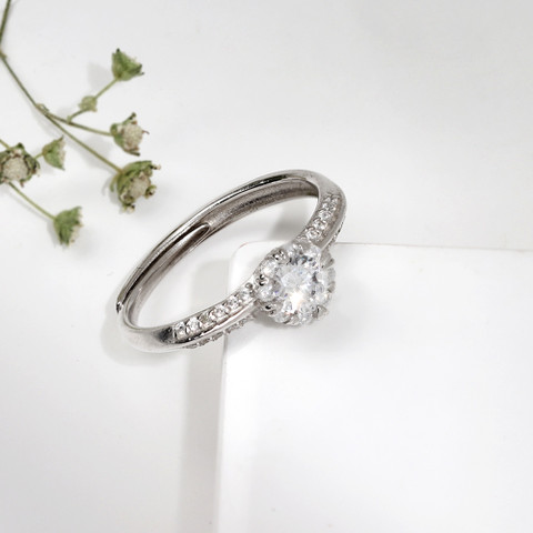 GIVA Sterling Silver Zircon Studded Grace adjustable ring for