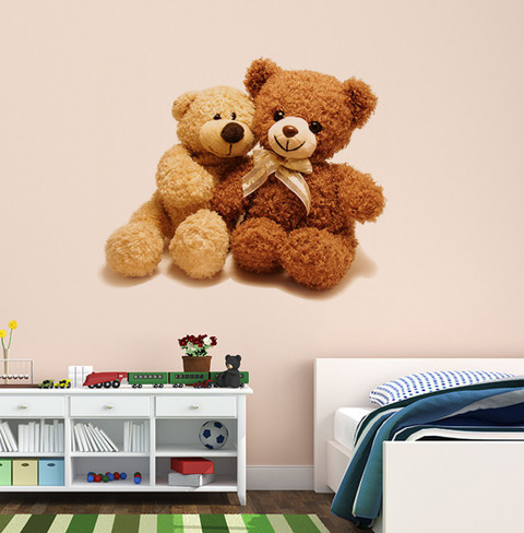 LANSTICK cm TWO TEDDY BEAR HUGGING STICKER Self Adhesive