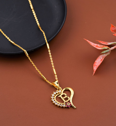 VPCREATION Exclusive Heart Shape B Letter Pendant With Necklace