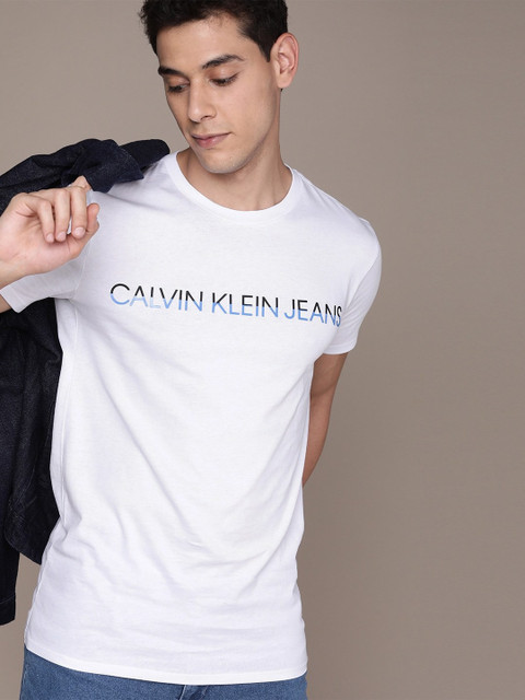 Calvin Klein Jeans Printed Men Round Neck White T-Shirt Buy