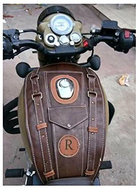 AHLMOTOR Petrol Tank Cover Brown Strap for Royal Enfield Classic