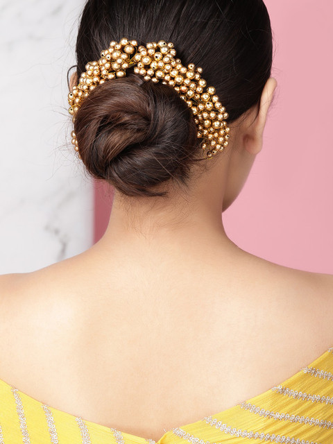 RUBANS Golden Faux Buds Festive Hair Bun Bun Price in India Buy